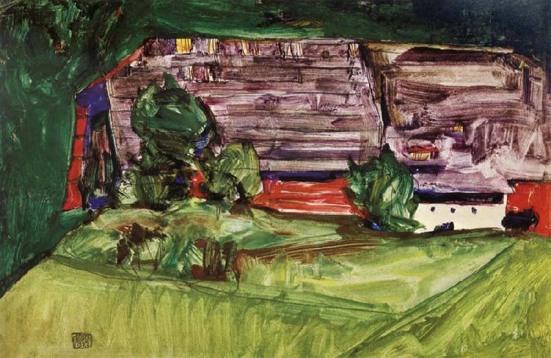 Egon Schiele Peasant Homestead in a Landscepe oil painting image